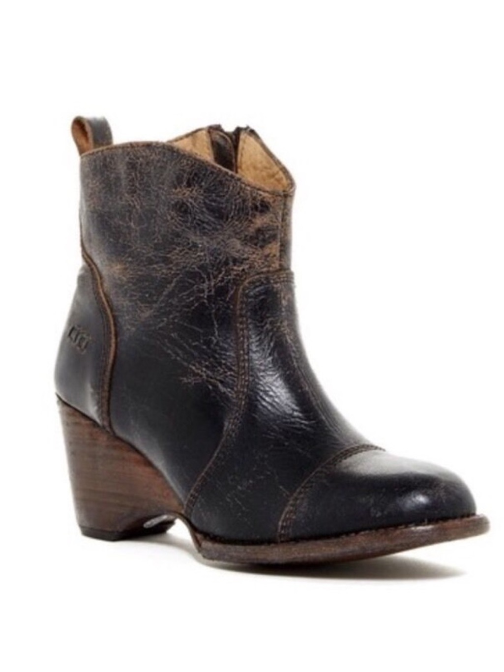 New Bed Stu Yell Ankle Boots 7.5 Distressed Black Brown Boho Festival